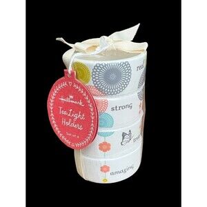 Hallmark Tea Light Holders Set of 4 Ceramic Candles Real Strong True Amazing